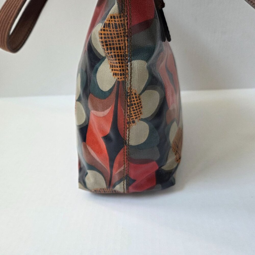 Fossil Tote Red Mod Floral Coated Canvas Keyper B… - image 8